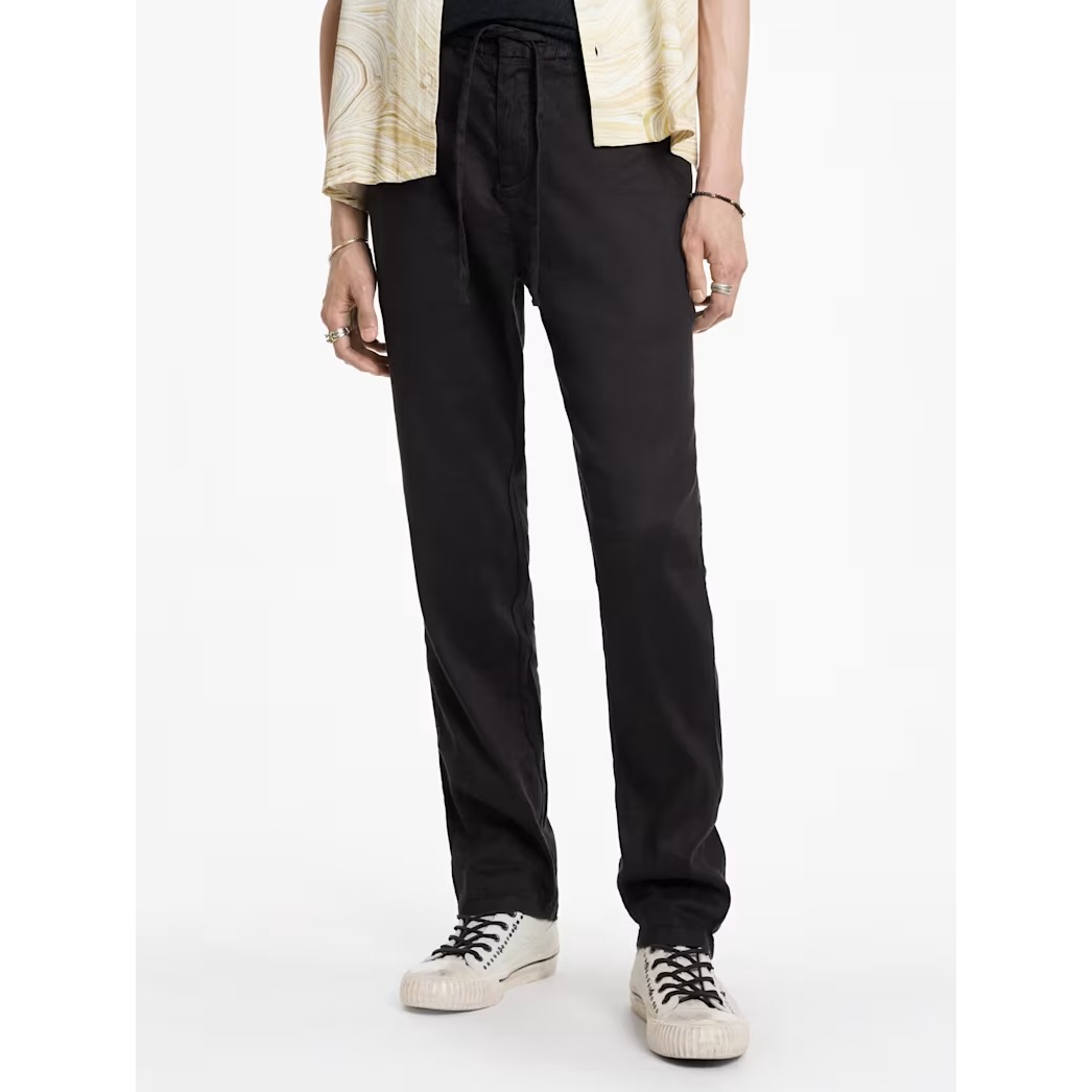 John Varvatos Campos Pants Men 40x33 Black Linen Blend Relaxed Fit Nwt $248